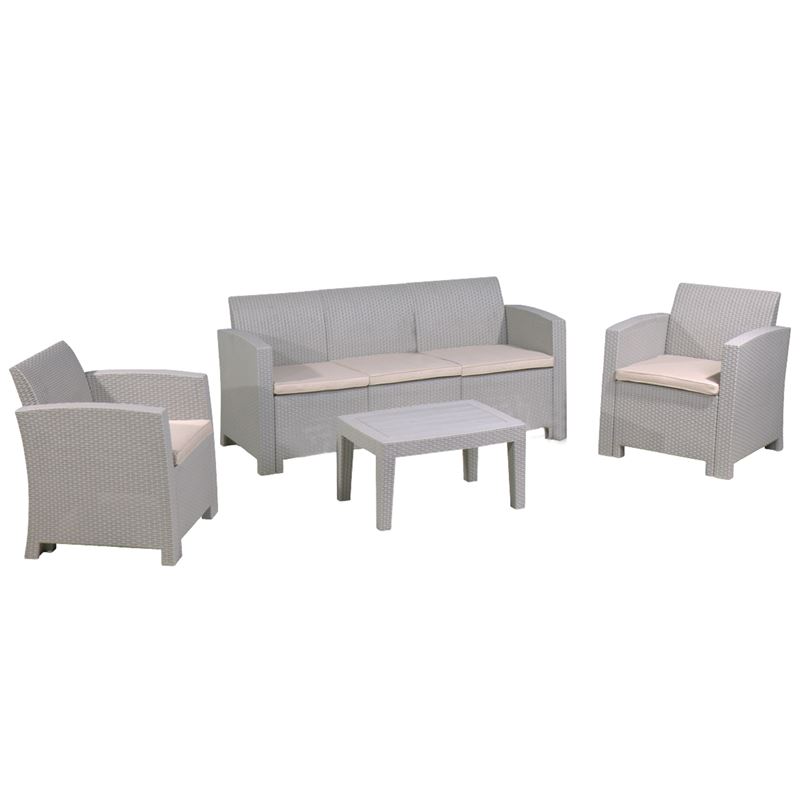 SAVANNA Set Σαλόνι Κήπου Βεράν τας  K/D / PP-UV Sand Grey/ Μαξιλάρια Μπεζ