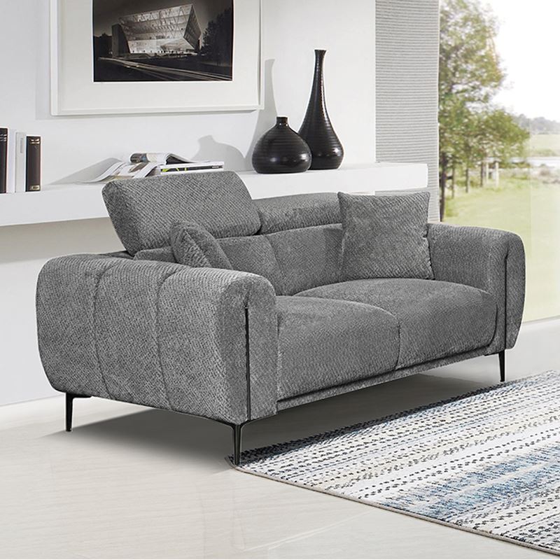 SEVILLE Kαναπές 2Θέσιος Σαλονιού - Καθιστικού, Teddy Ύφασμα Σκούρο Γκρι