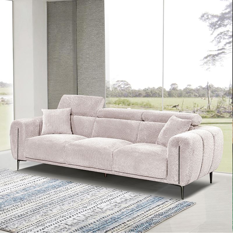 SEVILLE Kαναπές 3Θέσιος Σαλονιού - Καθιστικού, Teddy Ύφασμα Μπεζ