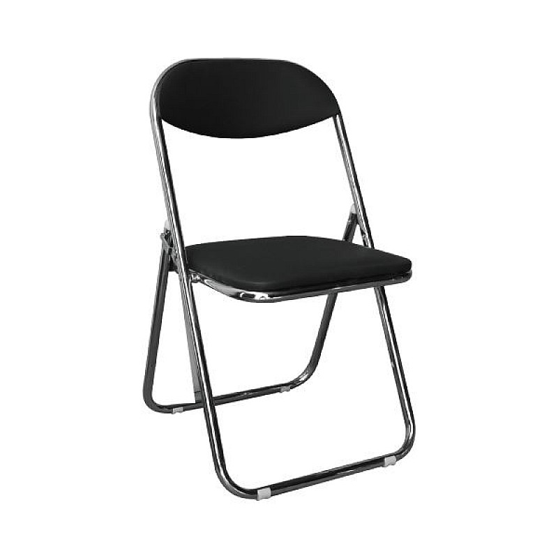 STAR καρέκλα πτυσσόμενη Χρώμιο/Pu Μαύρο