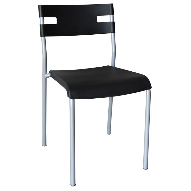 SWIFT Καρέκλα Στοιβαζόμενη Mέταλλο Βαφή Silver / PP Μαύρο