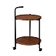 TROLLEY - Βοηθητικό Τραπεζάκι Μέταλλο Βαφή Μαύρο, MDF with PVC Απόχρωση Καρυδί