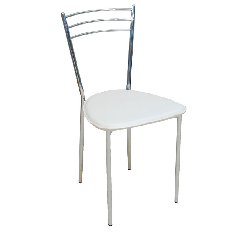 VALETTA Καρέκλα Μέταλλο Χρώμιο / PVC Εκρού