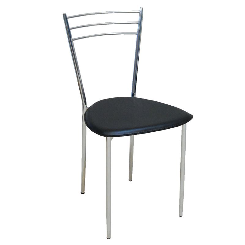 VALETTA Καρέκλα Μέταλλο Χρώμιο / PVC Μαύρο