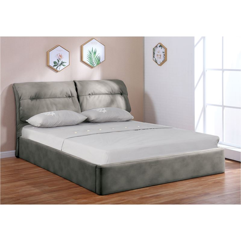 VALIANT Κρεβάτι Διπλό Αποθηκευτικός Χώρος / Ύφασμα Nabuk Σκούρο Γκρι