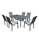 VERONA Set Τραπεζαρία Κήπου : Steel-Textilene Ανθρακί/ Γυαλί :Τραπέζι 160x96 + 6 Πολυθρόνες
