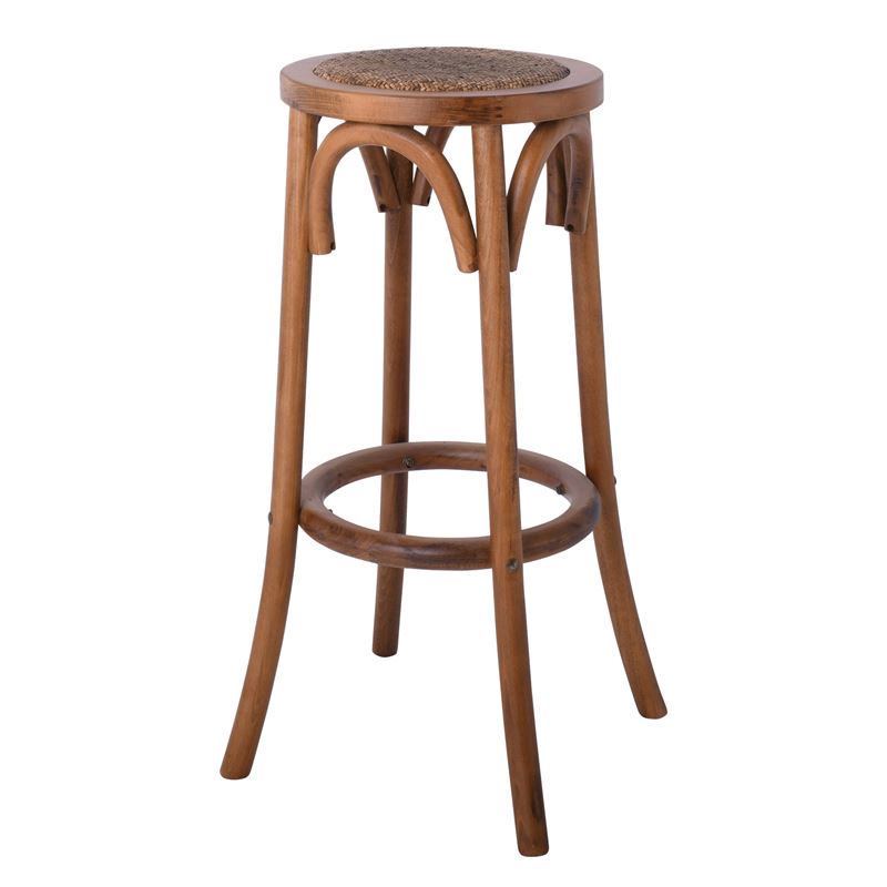 VIENNA Σκαμπώ Bar Καρυδί / Κάθισμα Rattan