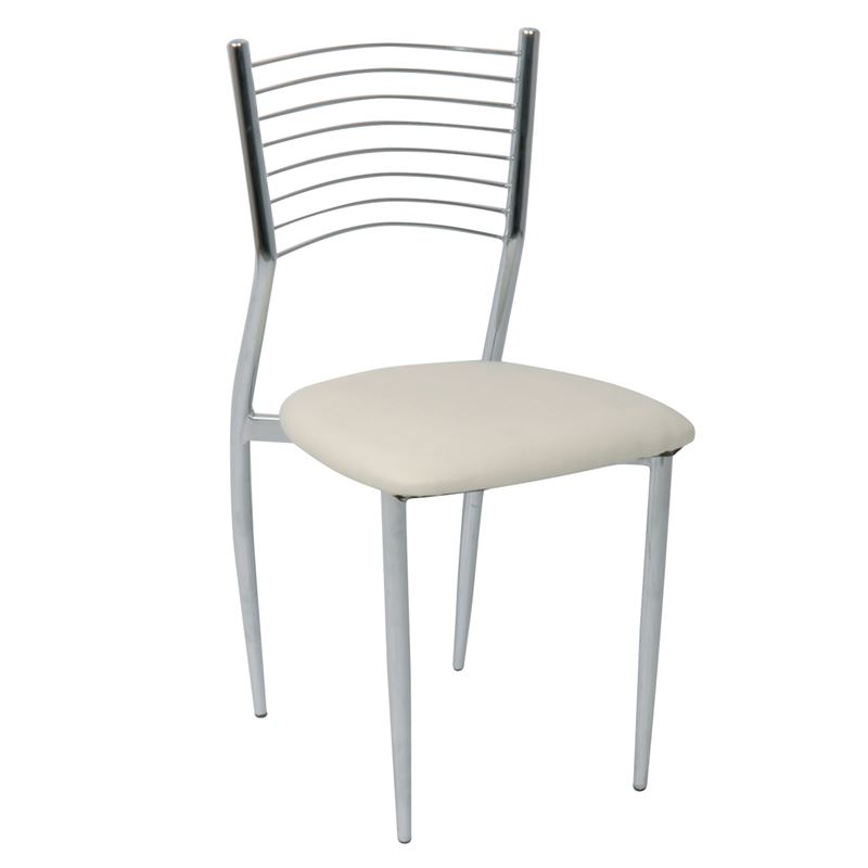 VIVIAN Καρέκλα Μέταλλο Χρώμιο / PVC Εκρού